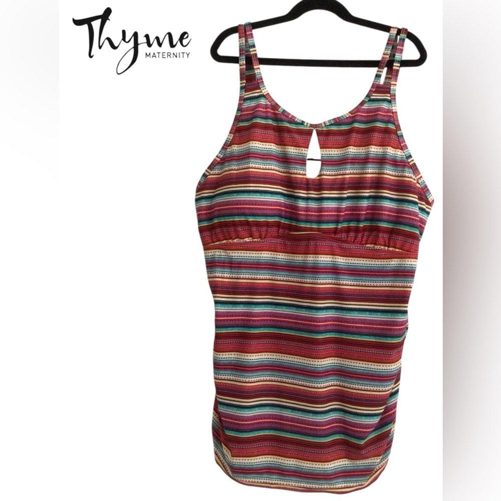 🐿️THYME Striped Keyhole Tank Top in Multi-Color